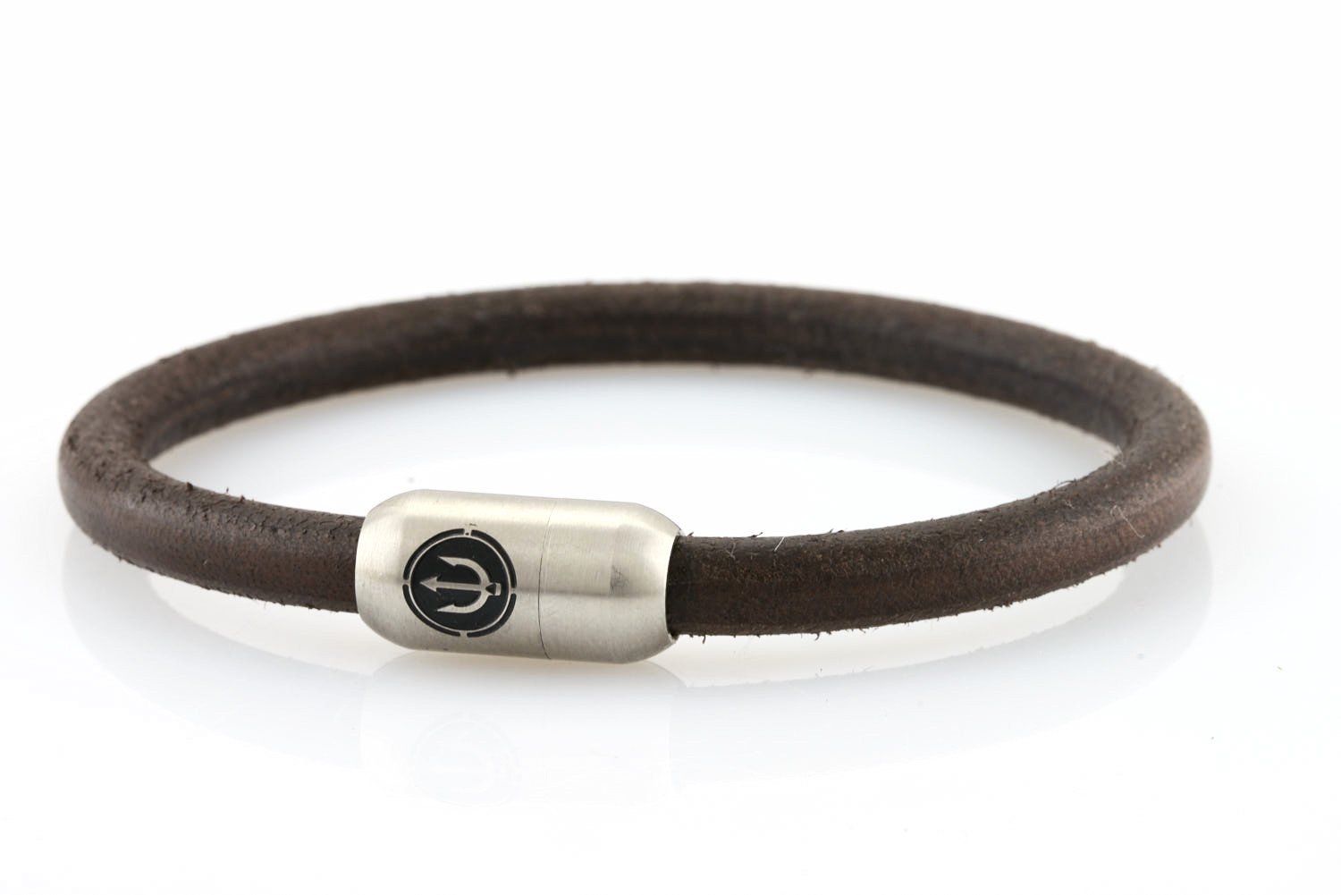 bracelet-man-Bootsmann-6-Neptn-Leder-Trident-Stahl-brown